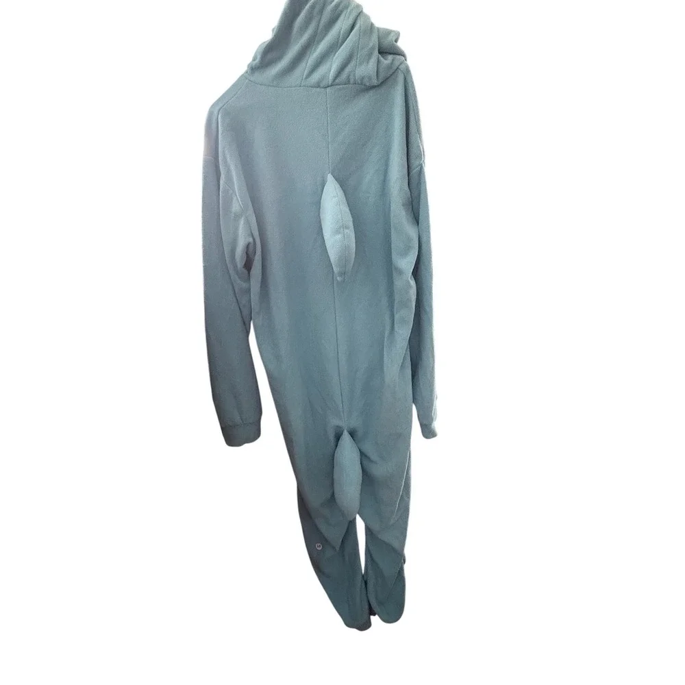 Shark Adult Onesie‎ Blue White Fleece Pajamas Costume Jumpsuit 2XL